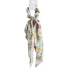 Gifi Beauté^Chouchou foulard vert sauge motif floral orange et rose