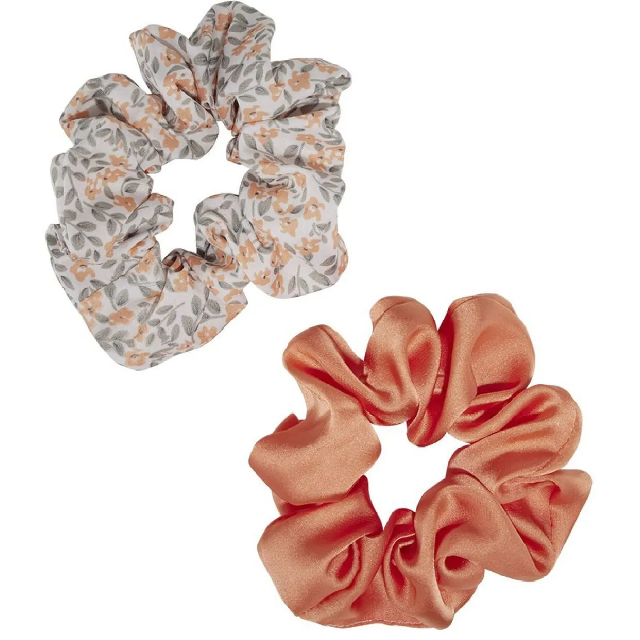 Gifi Beauté^Chouchou motif fleur et uni orange Ø10cm x2