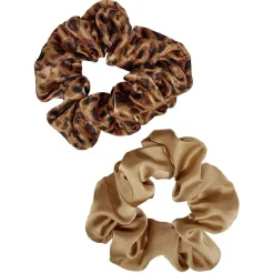 Gifi Beauté^Chouchou motif léopard et uni marron Ø10cm x2