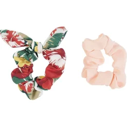 Gifi Beauté^Chouchou noeud rose et multicolore motif tropical x 2