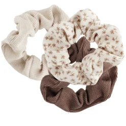 Gifi Beauté^Chouchou velours côtelé marron beige x3