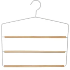 Gifi Rangement|Cintre 3 pantalons blanc et bois