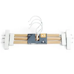 Gifi Rangement|Cintre à pinces blanc et naturel x 3