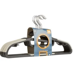 Gifi Rangement|Cintre antidérapant noir gris x10