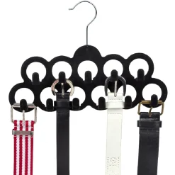 Gifi Rangement|Cintre porte ceinture 11 crochets noir en velours