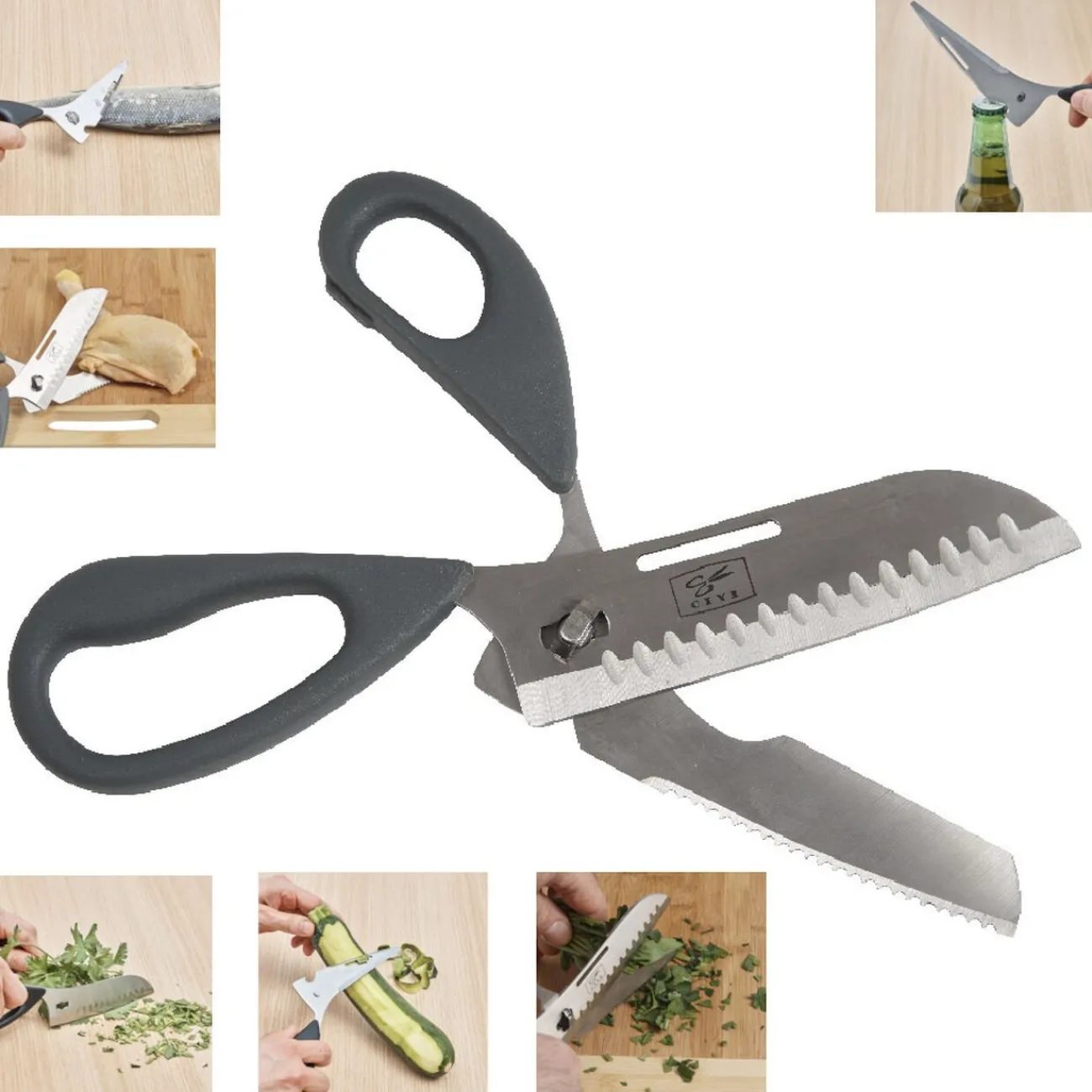 Gifi Ciseau santoku multifonctions avec étui de protection