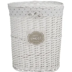 Gifi Rangement|Coffre à linge ovale osier tressé blanc