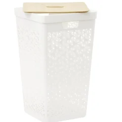 Gifi Entretien Du Linge|Coffre linge 56L couvercle bambou beige