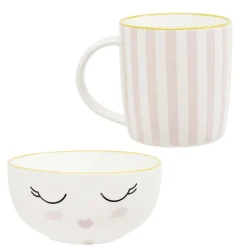 Gifi Coffret bol et mug en porcelaine sleepy rose