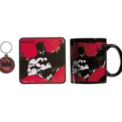 Gifi Coffret cadeau Batman Comics mug sous-verre porte-clé rouge noir 3pcs