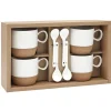 Gifi Coffret de 4 tasses expresso blanc et naturel