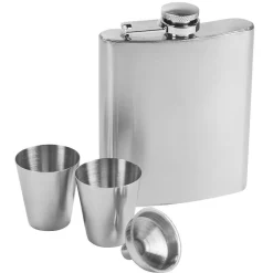 Gifi Coffret flasque whisky argentée shooters et entonnoir 20 cl