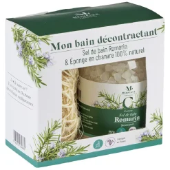 Gifi Bien-Être^Coffret Mességué sel de bain romarin et éponge chanvre 100% naturel