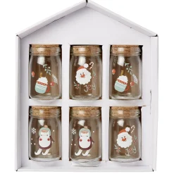 Gifi Coffret mini bocal en verre motif Noël couvercle liège x6