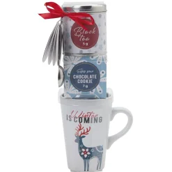 Gifi Coffret mug 400 ml avec boisson et biscuits Noël scandinave