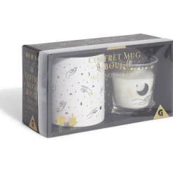 Gifi Coffret mug 33cl et bougie motif main blanc et noir