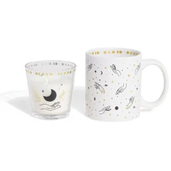 Gifi Coffret mug 33cl et bougie motif main blanc et noir