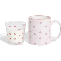 Gifi Coffret mug 33cl et bougie motif coeur blanc et rose