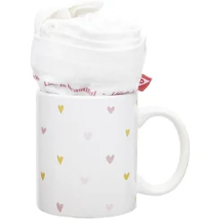 Gifi Coffret mug 330ml et tote bag coeur blanc et rose