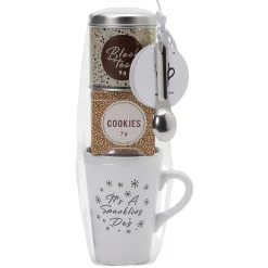 Gifi Coffret mug XXL avec boisson et biscuits Noël doré