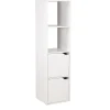 Gifi Rangement|Colonne étagère Adam bois blanc 2 niches 2 portes H.120 cm