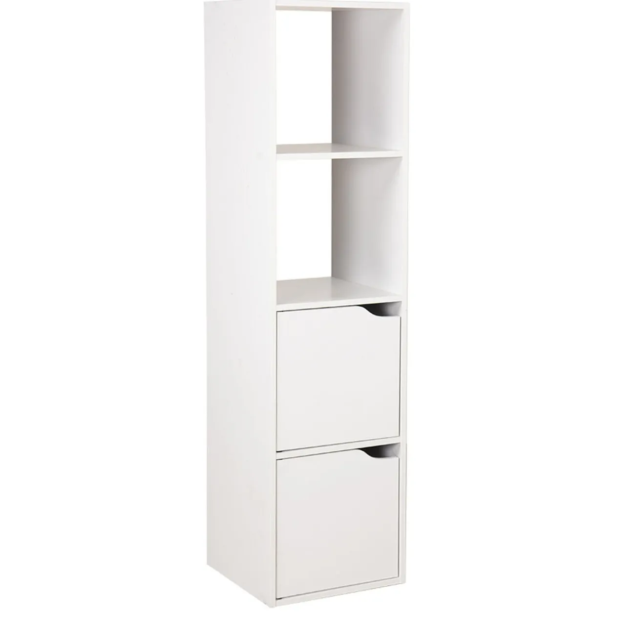 Gifi Rangement|Colonne étagère Adam bois blanc 2 niches 2 portes H.120 cm