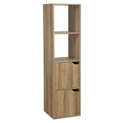 Gifi Rangement|Colonne étagère Adam bois beige 2 niches 2 portes H.120 cm
