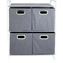 Gifi Rangement|Commode 4 tiroirs noire et grise