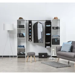 Gifi Rangement|Compartiment pour vêtements à suspendre noir x6