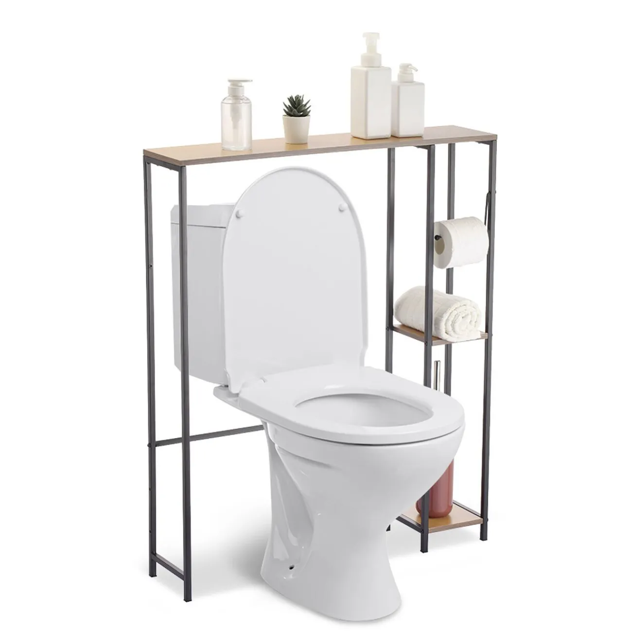 Gifi Equipement Wc^Contour WC 3 niveaux bois et métal noir