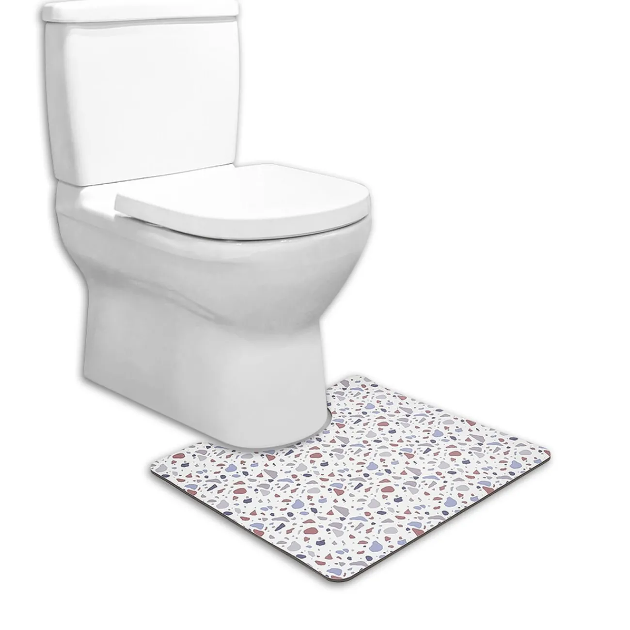 Gifi Aménagement Salle De Bain^Contour WC PVC motif terrazzo blanc marron bleu 49,5x15cm