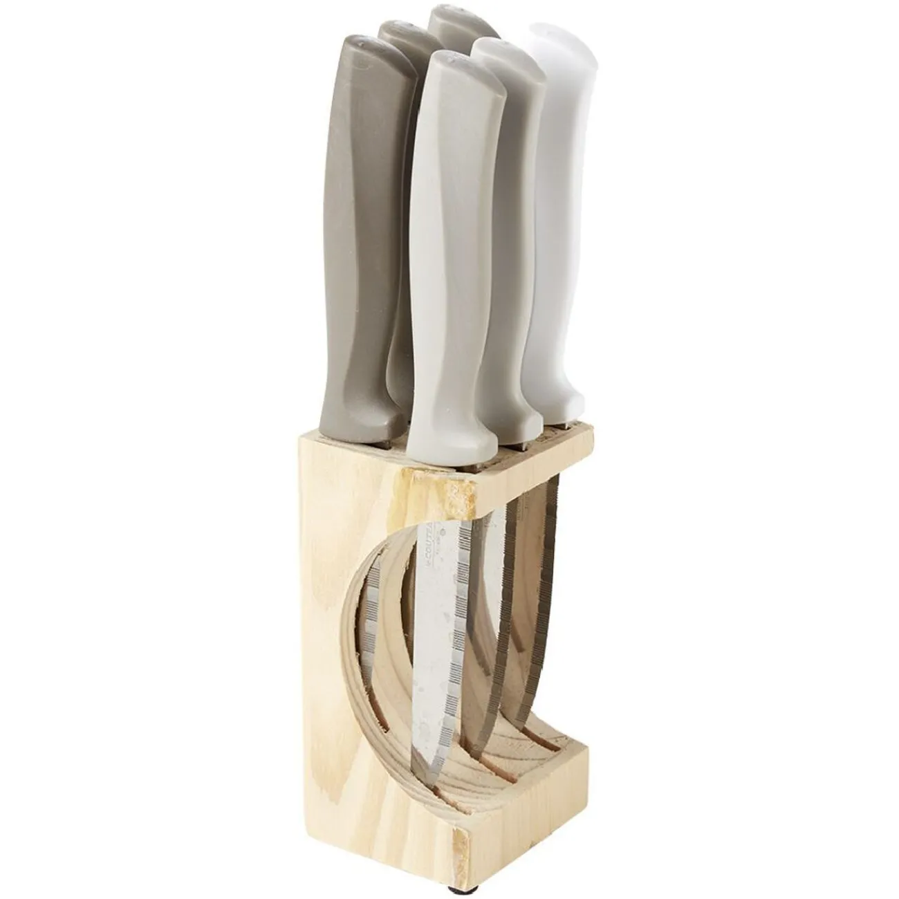 Gifi Coouteau à steak inox x6 et bloc en pin