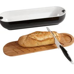 Gifi Corbeille 3 en 1 boîte à pain avec planche bambou et couteau