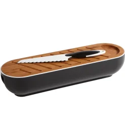 Gifi Corbeille 3 en 1 boîte à pain avec planche bambou et couteau