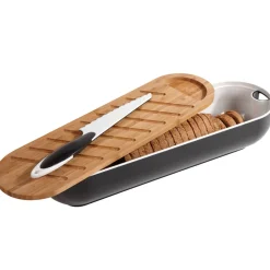 Gifi Corbeille 3 en 1 boîte à pain avec planche bambou et couteau