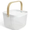 Gifi Corbeille à fruit métal mesh blanc et anse bambou