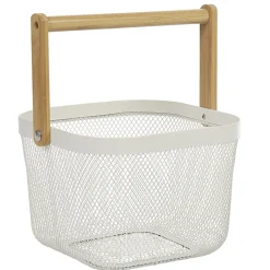Gifi Corbeille à fruits maille métal blanc avec anse naturel