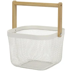 Gifi Corbeille à fruits maille métal blanc avec anse naturel