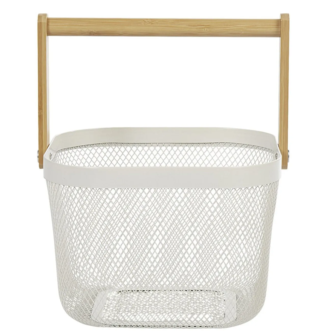 Gifi Corbeille à fruits maille métal blanc avec anse naturel