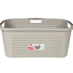 Gifi Entretien Du Linge|Corbeille à linge avec poignées design rotin taupe 40 L
