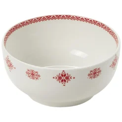 Gifi Coupelle en porcelaine blanche motif Noël flocons rouges