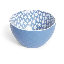 Gifi Coupelle porcelaine motif fleur bleue et blanche Ø13xH7,2cm