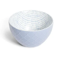 Gifi Coupelle porcelaine motif tissé blanc et bleu pastel Ø13xH7,2cm