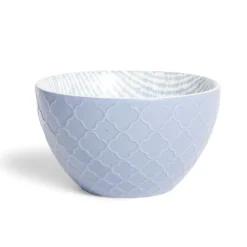 Gifi Coupelle porcelaine motif tissé blanc et bleu pastel Ø13xH7,2cm