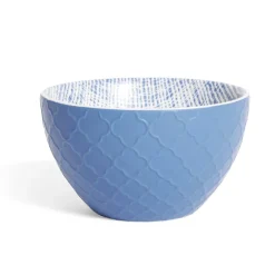 Gifi Coupelle porcelaine motif tissé blanc et bleu Ø13xH7,2cm
