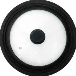 Gifi Couvercle en verre avec contour silicone noir Ø 30 cm