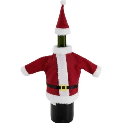 Gifi Couvre bouteille forme habit de Père Noël rouge et blanc