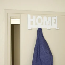 Gifi Rangement|Crochet de porte HOME en métal blanc ou noir 36,5x16,5cm - 2 modèles