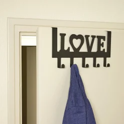 Gifi Rangement|Crochet de porte LOVE en métal blanc ou noir 36,5x16,5cm - 2 modèles