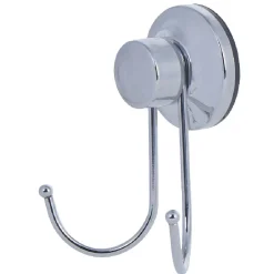 Gifi Rangement|Crochet double à ventouse inox gris